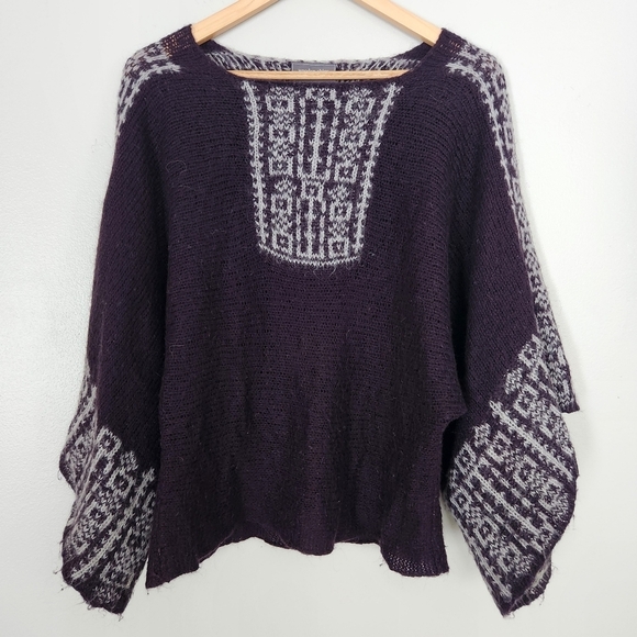 WOODEN SHIPS Women's Sweater Medium Mohair Aztec Paola Buendia Embroidered - Picture 1 of 9